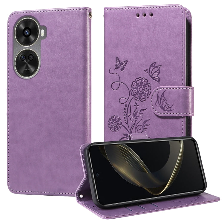 Embossed Butterfly Flowers Leather Phone Case