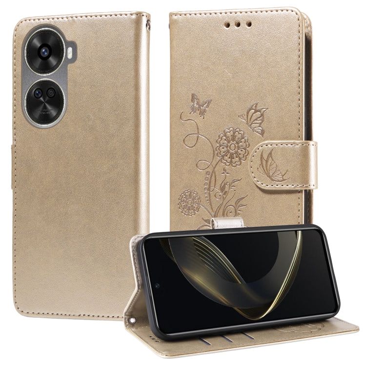 Embossed Butterfly Flowers Leather Phone Case