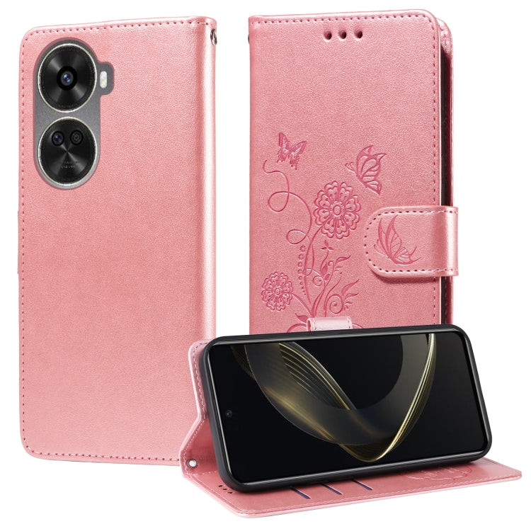 Embossed Butterfly Flowers Leather Phone Case