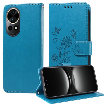Embossed Butterfly Flowers Leather Phone Case