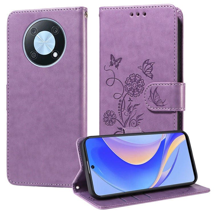 Embossed Butterfly Flowers Leather Phone Case