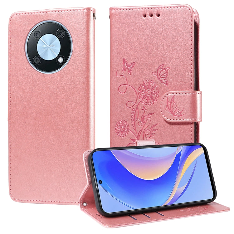 Embossed Butterfly Flowers Leather Phone Case