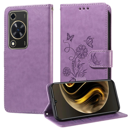 Embossed Butterfly Flowers Leather Phone Case