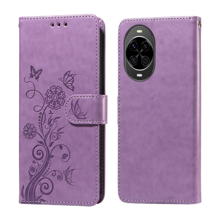 Embossed Butterfly Flowers Leather Phone Case