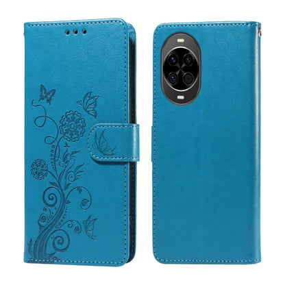 Embossed Butterfly Flowers Leather Phone Case