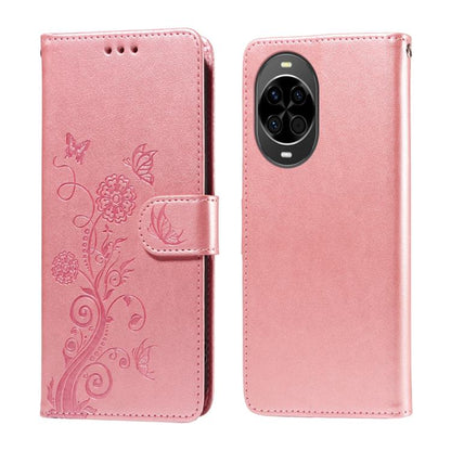 Embossed Butterfly Flowers Leather Phone Case