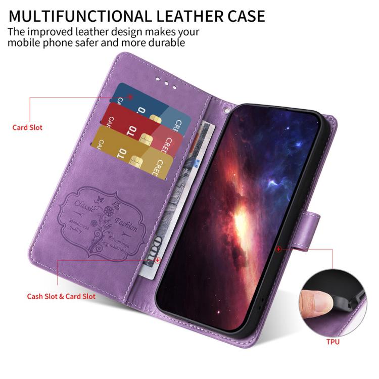 Embossed Butterfly Flowers Leather Phone Case