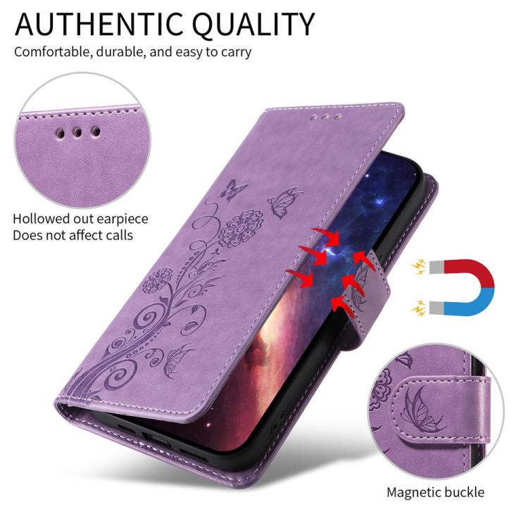 Embossed Butterfly Flowers Leather Phone Case
