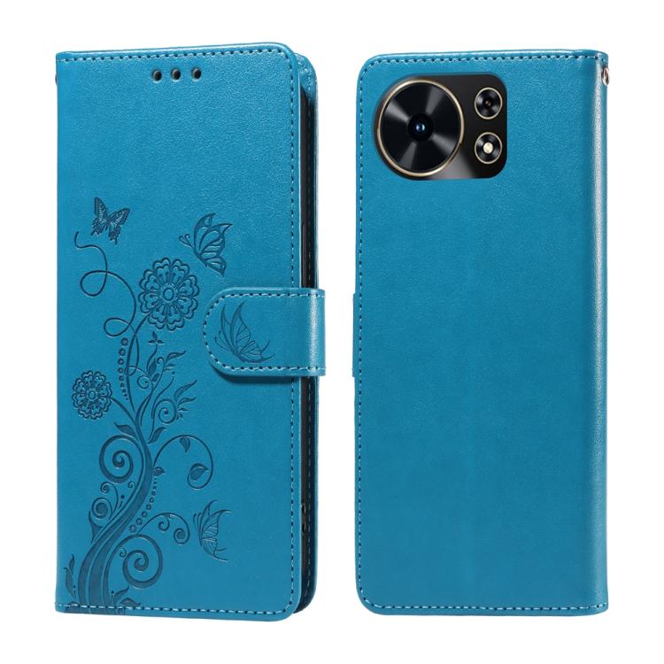 Embossed Butterfly Flowers Leather Phone Case