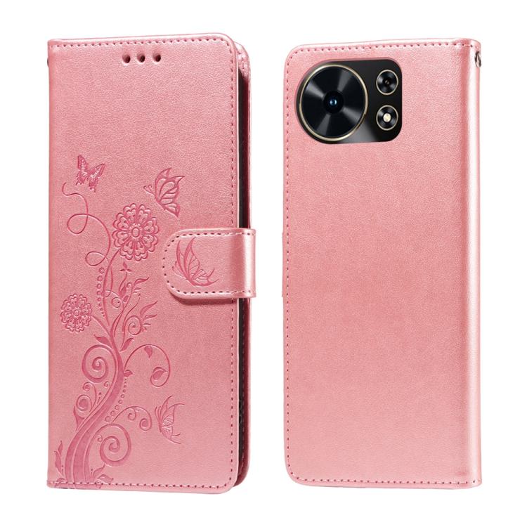 Embossed Butterfly Flowers Leather Phone Case