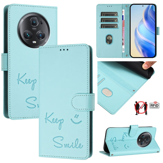 Smile Embossing RFID Leather Phone Case
