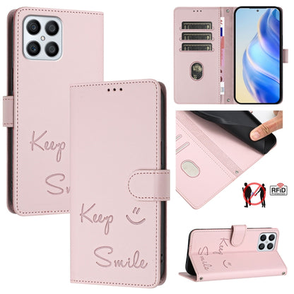 Smile Embossing RFID Leather Phone Case, For Honor Play6T Pro 5G, For Honor X8 4G/X30i 5G, For Honor 60 SE 5G, For Honor 60 Pro 5G, For Honor 60 5G, For Honor 50 Lite, For Honor 50 Pro, For Honor 50 SE