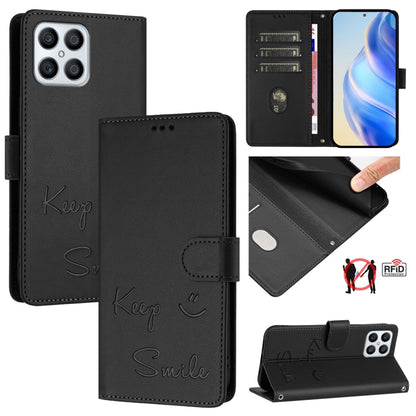 Smile Embossing RFID Leather Phone Case, For Honor Play6T Pro 5G, For Honor X8 4G/X30i 5G, For Honor 60 SE 5G, For Honor 60 Pro 5G, For Honor 60 5G, For Honor 50 Lite, For Honor 50 Pro, For Honor 50 SE