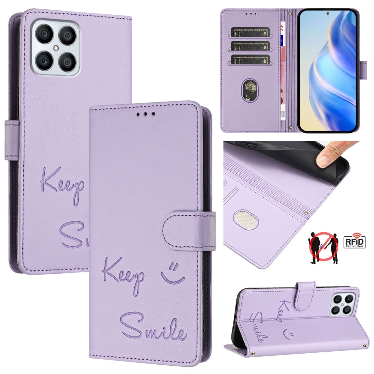 Smile Embossing RFID Leather Phone Case, For Honor Play6T Pro 5G, For Honor X8 4G/X30i 5G, For Honor 60 SE 5G, For Honor 60 Pro 5G, For Honor 60 5G, For Honor 50 Lite, For Honor 50 Pro, For Honor 50 SE