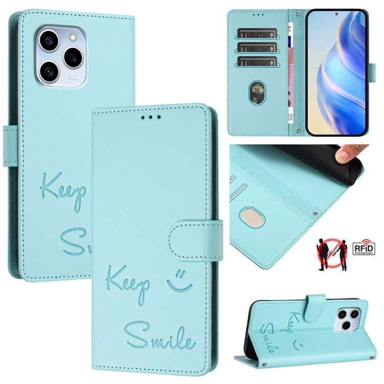 Smile Embossing RFID Leather Phone Case, For Honor Play6T Pro 5G, For Honor X8 4G/X30i 5G, For Honor 60 SE 5G, For Honor 60 Pro 5G, For Honor 60 5G, For Honor 50 Lite, For Honor 50 Pro, For Honor 50 SE