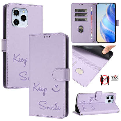 Smile Embossing RFID Leather Phone Case, For Honor Play6T Pro 5G, For Honor X8 4G/X30i 5G, For Honor 60 SE 5G, For Honor 60 Pro 5G, For Honor 60 5G, For Honor 50 Lite, For Honor 50 Pro, For Honor 50 SE
