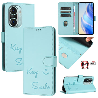 Smile Embossing RFID Leather Phone Case, For Honor Play6T Pro 5G, For Honor X8 4G/X30i 5G, For Honor 60 SE 5G, For Honor 60 Pro 5G, For Honor 60 5G, For Honor 50 Lite, For Honor 50 Pro, For Honor 50 SE