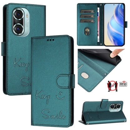 Smile Embossing RFID Leather Phone Case, For Honor Play6T Pro 5G, For Honor X8 4G/X30i 5G, For Honor 60 SE 5G, For Honor 60 Pro 5G, For Honor 60 5G, For Honor 50 Lite, For Honor 50 Pro, For Honor 50 SE