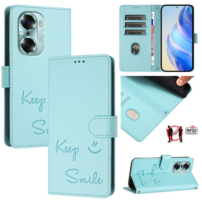 Smile Embossing RFID Leather Phone Case, For Honor Play6T Pro 5G, For Honor X8 4G/X30i 5G, For Honor 60 SE 5G, For Honor 60 Pro 5G, For Honor 60 5G, For Honor 50 Lite, For Honor 50 Pro, For Honor 50 SE