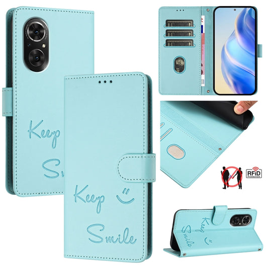 Smile Embossing RFID Leather Phone Case