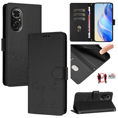 Smile Embossing RFID Leather Phone Case