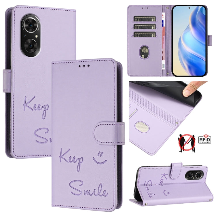 Smile Embossing RFID Leather Phone Case