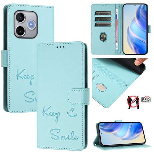 Smile Embossing RFID Leather Phone Case, For Honor 600 Lite Global, For Honor Magic8 Pro Air 5G, For Honor X8d 4G, For Honor Magic8 Pro, For Honor Magic8, For Honor Play 70 Plus, For Honor X5c Plus, For Honor X6c 4G, For Honor 400 Pro Global 160.8mm   ...