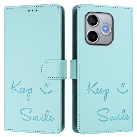 Smile Embossing RFID Leather Phone Case, For Honor 600 Lite Global, For Honor Magic8 Pro Air 5G, For Honor X8d 4G, For Honor Magic8 Pro, For Honor Magic8, For Honor Play 70 Plus, For Honor X5c Plus, For Honor X6c 4G, For Honor 400 Pro Global 160.8mm   ...