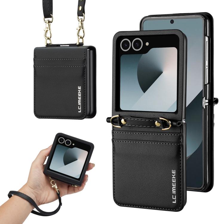 LC.IMEEKE L1 Series Frosted Fine Texture PU Phone Case with Lanyard, For Galaxy Z Flip8 5G, For Samsung Galaxy Z Flip7 5G, For Samsung Galaxy Z Flip6, For Samsung Galaxy Z Flip5, For Samsung Galaxy Z Flip4 5G, For Samsung Galaxy Z Flip3 5G