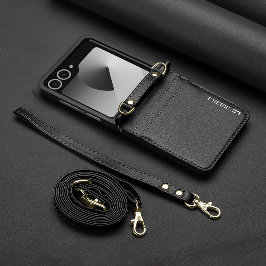 LC.IMEEKE L1 Series Frosted Fine Texture PU Phone Case with Lanyard, For Galaxy Z Flip8 5G, For Samsung Galaxy Z Flip7 5G, For Samsung Galaxy Z Flip6, For Samsung Galaxy Z Flip5, For Samsung Galaxy Z Flip4 5G, For Samsung Galaxy Z Flip3 5G