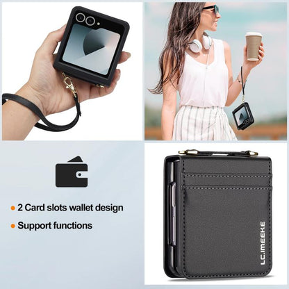 LC.IMEEKE L1 Series Frosted Fine Texture PU Phone Case with Lanyard, For Galaxy Z Flip8 5G, For Samsung Galaxy Z Flip7 5G, For Samsung Galaxy Z Flip6, For Samsung Galaxy Z Flip5, For Samsung Galaxy Z Flip4 5G, For Samsung Galaxy Z Flip3 5G