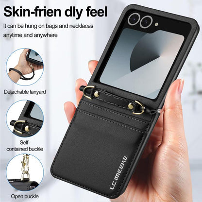 LC.IMEEKE L1 Series Frosted Fine Texture PU Phone Case with Lanyard, For Galaxy Z Flip8 5G, For Samsung Galaxy Z Flip7 5G, For Samsung Galaxy Z Flip6, For Samsung Galaxy Z Flip5, For Samsung Galaxy Z Flip4 5G, For Samsung Galaxy Z Flip3 5G