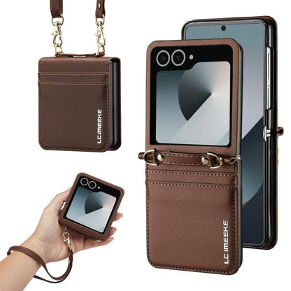 LC.IMEEKE L1 Series Frosted Fine Texture PU Phone Case with Lanyard, For Galaxy Z Flip8 5G, For Samsung Galaxy Z Flip7 5G, For Samsung Galaxy Z Flip6, For Samsung Galaxy Z Flip5, For Samsung Galaxy Z Flip4 5G, For Samsung Galaxy Z Flip3 5G