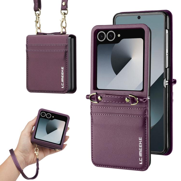 LC.IMEEKE L1 Series Frosted Fine Texture PU Phone Case with Lanyard, For Galaxy Z Flip8 5G, For Samsung Galaxy Z Flip7 5G, For Samsung Galaxy Z Flip6, For Samsung Galaxy Z Flip5, For Samsung Galaxy Z Flip4 5G, For Samsung Galaxy Z Flip3 5G