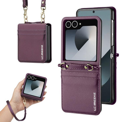 LC.IMEEKE L1 Series Frosted Fine Texture PU Phone Case with Lanyard, For Galaxy Z Flip8 5G, For Samsung Galaxy Z Flip7 5G, For Samsung Galaxy Z Flip6, For Samsung Galaxy Z Flip5, For Samsung Galaxy Z Flip4 5G, For Samsung Galaxy Z Flip3 5G