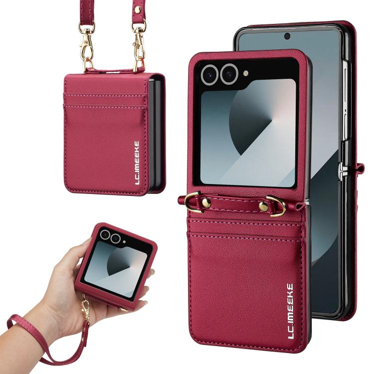 LC.IMEEKE L1 Series Frosted Fine Texture PU Phone Case with Lanyard, For Galaxy Z Flip8 5G, For Samsung Galaxy Z Flip7 5G, For Samsung Galaxy Z Flip6, For Samsung Galaxy Z Flip5, For Samsung Galaxy Z Flip4 5G, For Samsung Galaxy Z Flip3 5G
