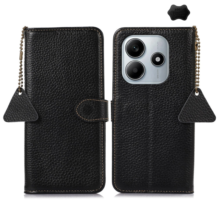 Genuine Leather Litchi Texture RFID Leather Phone Case, For Redmi A7 Pro 171mm/Poco C85x 5G, For Redmi Turbo 5 Max / Poco X8 Pro Max, For Redmi Turbo 5 5G / Poco X8 Pro 5G, For Redmi Note 15 5G Global 164mm, For Redmi K90 Pro Max/Poco F8 Ultra         ...