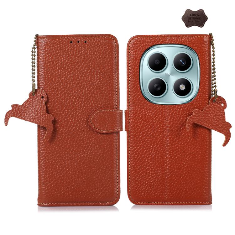 Genuine Leather Litchi Texture RFID Leather Phone Case, For Redmi A7 Pro 171mm/Poco C85x 5G, For Redmi Turbo 5 Max / Poco X8 Pro Max, For Redmi Turbo 5 5G / Poco X8 Pro 5G, For Redmi Note 15 5G Global 164mm, For Redmi K90 Pro Max/Poco F8 Ultra         ...