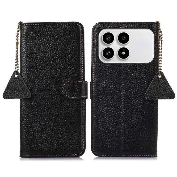 Genuine Leather Litchi Texture RFID Leather Phone Case, For Redmi A7 Pro 171mm/Poco C85x 5G, For Redmi Turbo 5 Max / Poco X8 Pro Max, For Redmi Turbo 5 5G / Poco X8 Pro 5G, For Redmi Note 15 5G Global 164mm, For Redmi K90 Pro Max/Poco F8 Ultra         ...
