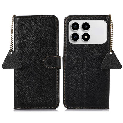Genuine Leather Litchi Texture RFID Leather Phone Case, For Redmi A7 Pro 171mm/Poco C85x 5G, For Redmi Turbo 5 Max / Poco X8 Pro Max, For Redmi Turbo 5 5G / Poco X8 Pro 5G, For Redmi Note 15 5G Global 164mm, For Redmi K90 Pro Max/Poco F8 Ultra         ...