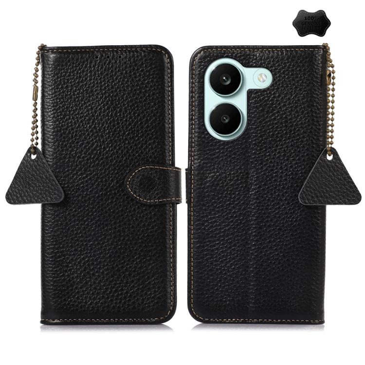 Genuine Leather Litchi Texture RFID Leather Phone Case, For Redmi A7 Pro 171mm/Poco C85x 5G, For Redmi Turbo 5 Max / Poco X8 Pro Max, For Redmi Turbo 5 5G / Poco X8 Pro 5G, For Redmi Note 15 5G Global 164mm, For Redmi K90 Pro Max/Poco F8 Ultra         ...