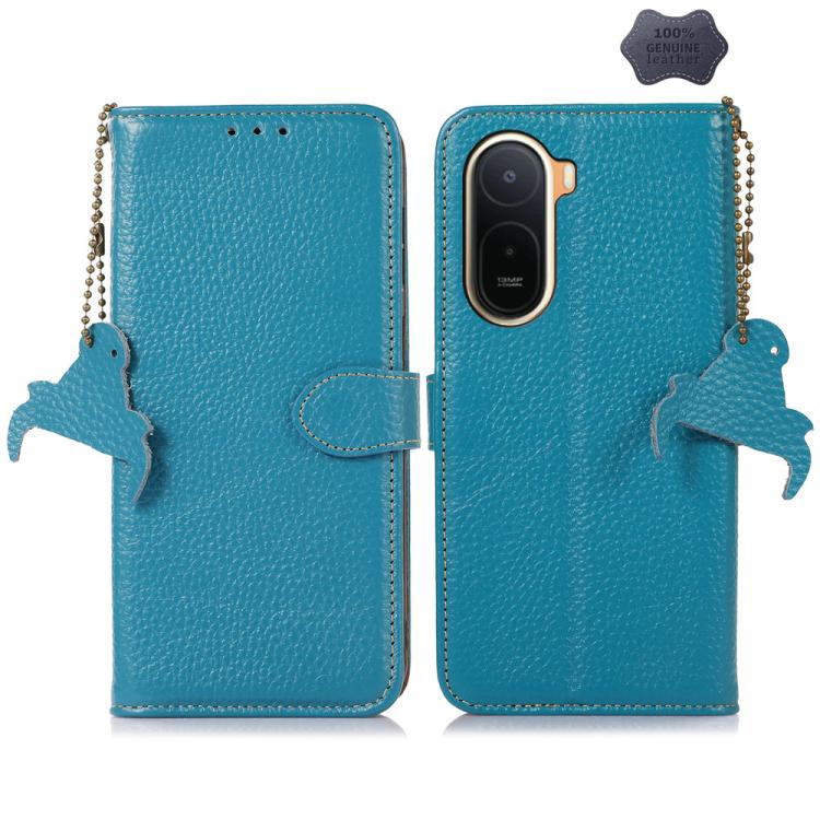 Genuine Leather Litchi Texture RFID Leather Phone Case, For Redmi A7 Pro 171mm/Poco C85x 5G, For Redmi Turbo 5 Max / Poco X8 Pro Max, For Redmi Turbo 5 5G / Poco X8 Pro 5G, For Redmi Note 15 5G Global 164mm, For Redmi K90 Pro Max/Poco F8 Ultra         ...
