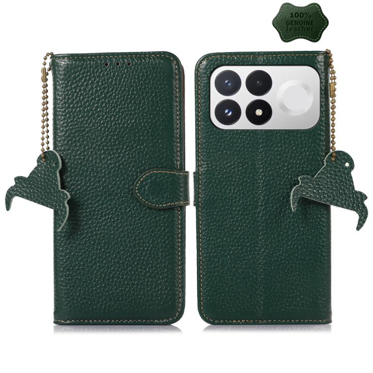 Genuine Leather Litchi Texture RFID Leather Phone Case, For Redmi Note 17 Pro+ 5G Global 163.4mm, For Redmi Note 17 Pro 5G Global 163.5mm, For Redmi K100 Pro Max/Poco F9 Ultra 5G, For Redmi K100 Pro 5G/Poco F9 Pro 5G, For Redmi A7 Pro 171mm/Poco C85x 5...