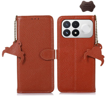 Genuine Leather Litchi Texture RFID Leather Phone Case, For Redmi Note 17 Pro+ 5G Global 163.4mm, For Redmi Note 17 Pro 5G Global 163.5mm, For Redmi K100 Pro Max/Poco F9 Ultra 5G, For Redmi K100 Pro 5G/Poco F9 Pro 5G, For Redmi A7 Pro 171mm/Poco C85x 5...