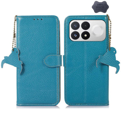 Genuine Leather Litchi Texture RFID Leather Phone Case, For Redmi Note 17 Pro+ 5G Global 163.4mm, For Redmi Note 17 Pro 5G Global 163.5mm, For Redmi K100 Pro Max/Poco F9 Ultra 5G, For Redmi K100 Pro 5G/Poco F9 Pro 5G, For Redmi A7 Pro 171mm/Poco C85x 5...