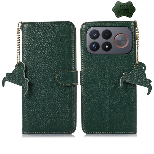 Genuine Leather Litchi Texture RFID Leather Phone Case, For Redmi K100 Pro Max/Poco F9 Ultra 5G, For Redmi K100 Pro 5G/Poco F9 Pro 5G, For Redmi A7 Pro 171mm/Poco C85x 5G, For Redmi Turbo 5 Max / Poco X8 Pro Max, For Redmi Turbo 5 5G / Poco X8 Pro 5G  ...