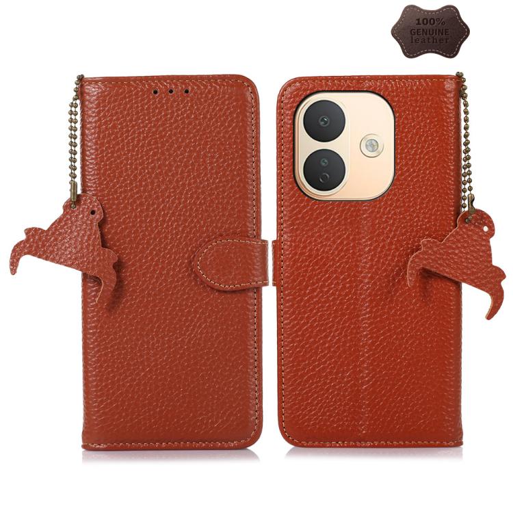 Genuine Leather Litchi Texture RFID Leather Phone Case, For Redmi Note 17 Pro+ 5G Global 163.4mm, For Redmi Note 17 Pro 5G Global 163.5mm, For Redmi K100 Pro Max/Poco F9 Ultra 5G, For Redmi K100 Pro 5G/Poco F9 Pro 5G, For Redmi A7 Pro 171mm/Poco C85x 5...
