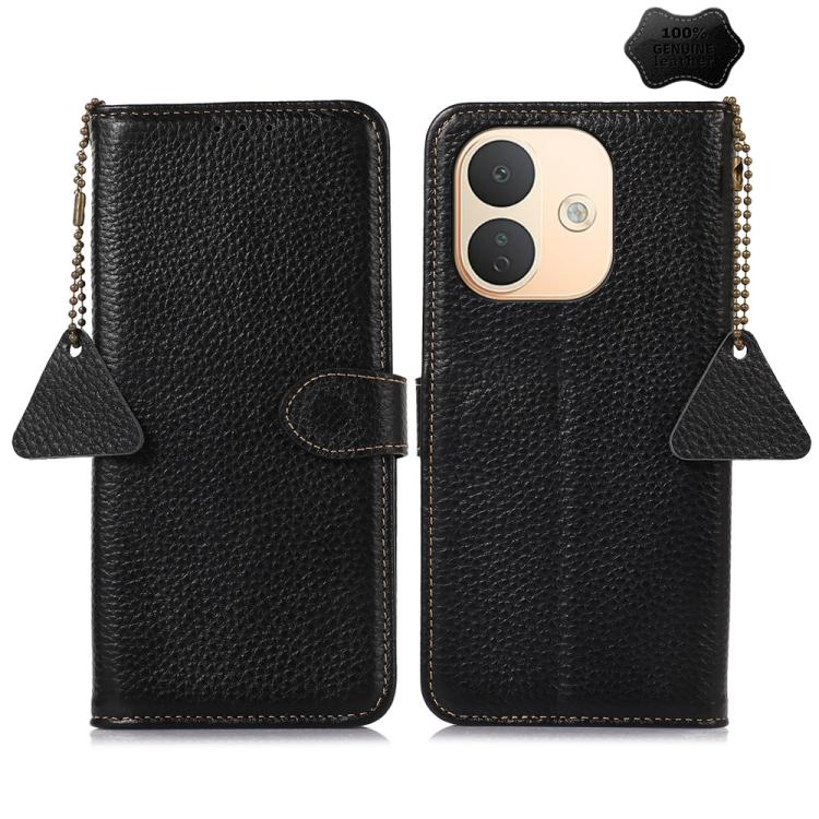 Genuine Leather Litchi Texture RFID Leather Phone Case, For Redmi Note 17 Pro+ 5G Global 163.4mm, For Redmi Note 17 Pro 5G Global 163.5mm, For Redmi K100 Pro Max/Poco F9 Ultra 5G, For Redmi K100 Pro 5G/Poco F9 Pro 5G, For Redmi A7 Pro 171mm/Poco C85x 5...