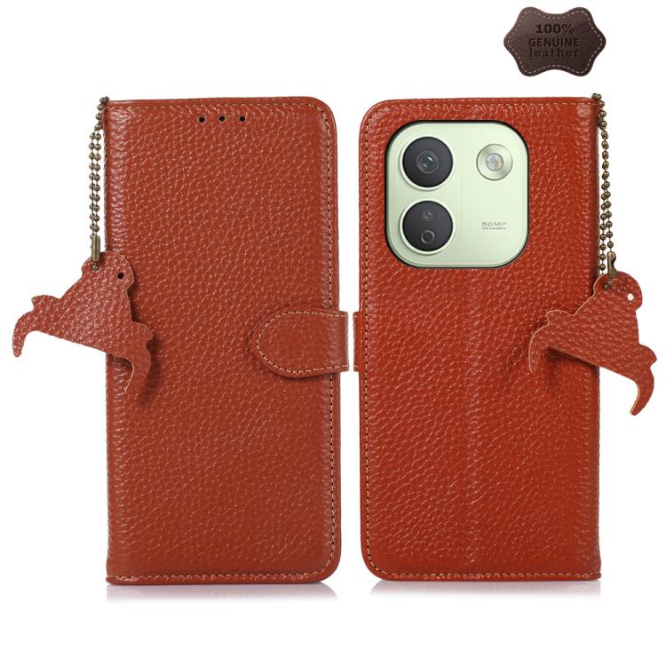 Genuine Leather Litchi Texture RFID Leather Phone Case, For Redmi Note 17 Pro+ 5G Global 163.4mm, For Redmi Note 17 Pro 5G Global 163.5mm, For Redmi K100 Pro Max/Poco F9 Ultra 5G, For Redmi K100 Pro 5G/Poco F9 Pro 5G, For Redmi A7 Pro 171mm/Poco C85x 5...
