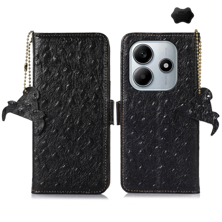 Ostrich Pattern Genuine Leather RFID Phone Case, For Redmi A7 Pro 171mm/Poco C85x 5G, For Redmi Turbo 5 Max / Poco X8 Pro Max, For Redmi Turbo 5 5G / Poco X8 Pro 5G, For Redmi Note 15 5G Global 164mm, For Redmi K90 Pro Max/Poco F8 Ultra                ...
